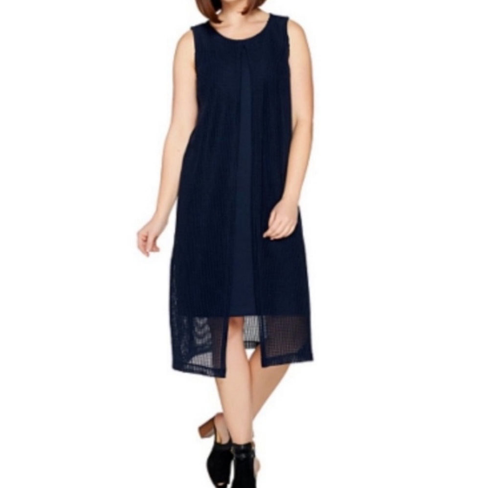 H by Halston Knit Classic Overlay Navy Blue Dress size 12P